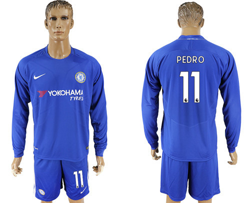 2017 18 Chelsea 11 PEDRO Home Goalkeeper Long Sleeve Soccer Jersey