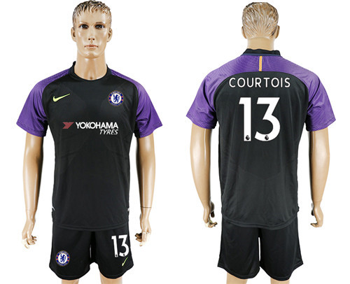 2017 18 Chelsea 13 COURTOIS Black Goalkeeper Soccer Jersey