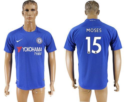2017 18 Chelsea 15 MOSES Home Thailand Soccer Jersey