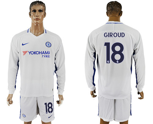 2017 18 Chelsea 18 GIROUD Away Long Sleeve Soccer Jersey