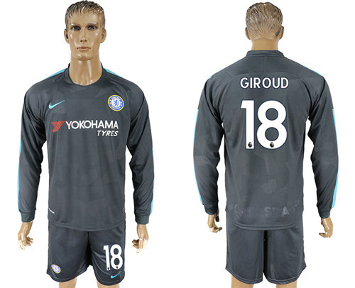 2017 18 Chelsea 18 GIROUD Third Away Long Sleeve Soccer Jersey