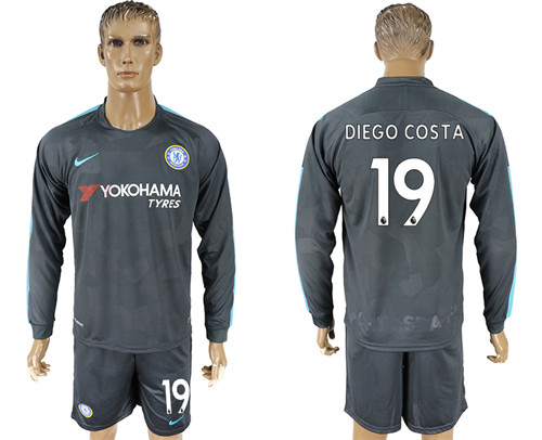 2017 18 Chelsea 19 DIEGO COSTA Third Away Long Sleeve Soccer Jersey