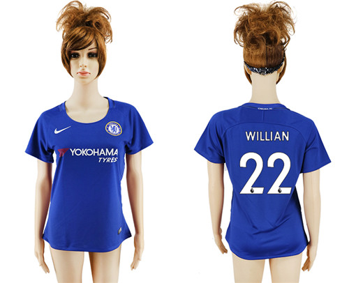 2017 18 Chelsea 22 WILLIAN Home Women Soccer Jersey