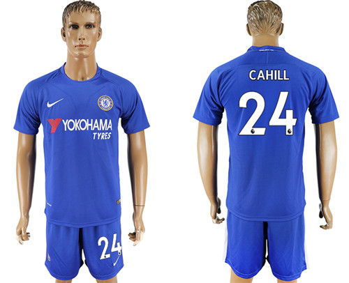 2017 18 Chelsea 24 CAHILL Home Soccer Jersey