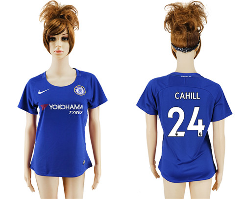 2017 18 Chelsea 24 CAHILL Home Women Soccer Jersey