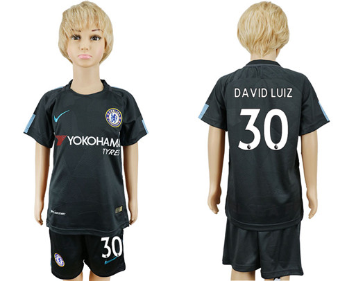 2017 18 Chelsea 30 DAVID LUIZ Third Away Youth Soccer Jersey