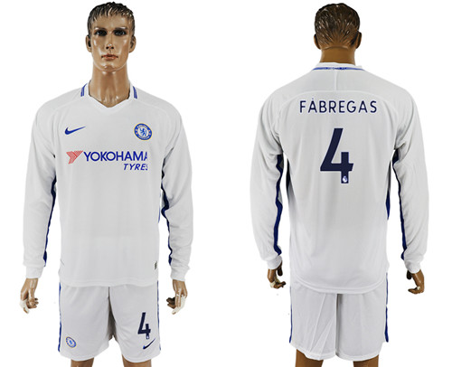 2017 18 Chelsea 4 FABREGAS Away Long Sleeve Soccer Jersey