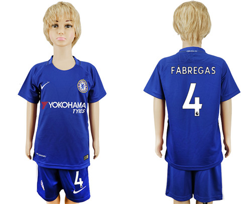 2017 18 Chelsea 4 FABREGAS Home Youth Soccer Jersey