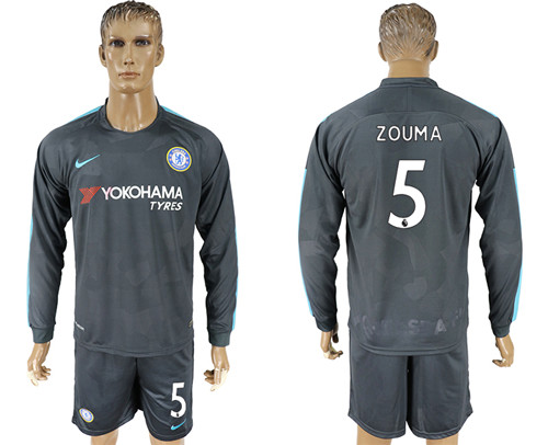 2017 18 Chelsea 5 ZOUMA Third Away Long Sleeve Soccer Jersey