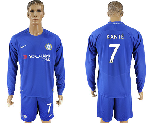 2017 18 Chelsea 7 KANTE Home Goalkeeper Long Sleeve Soccer Jersey
