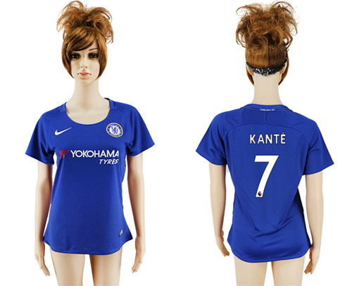 2017 18 Chelsea 7 KANTE Home Women Soccer Jersey