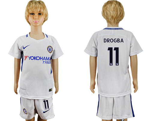 2017 18 Chelsea FC 10 DROGBA Away Youth Soccer Jersey