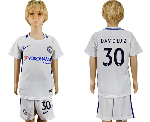 2017 18 Chelsea FC 30 DAVID LUIZ Away Youth Soccer Jersey