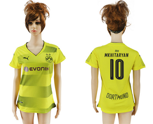 2017 18 Dortmund 10 MKHITARYAN Home Women Soccer Jersey