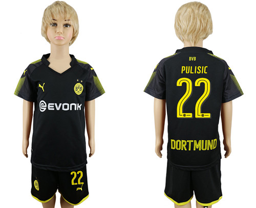2017 18 Dortmund 22 PULISIC Away Youth Soccer Jersey