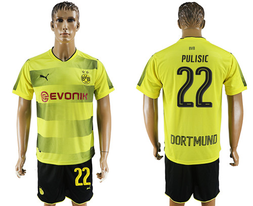 2017 18 Dortmund 22 PULISIC Home Soccer Jersey