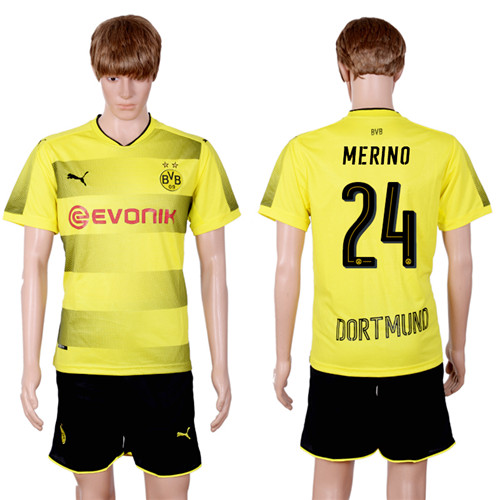 2017 18 Dortmund 24 MERINO Home Soccer Jersey