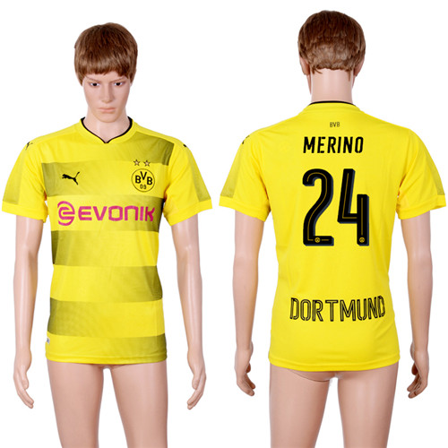 2017 18 Dortmund 24 MERINO Home Thailand Soccer Jersey