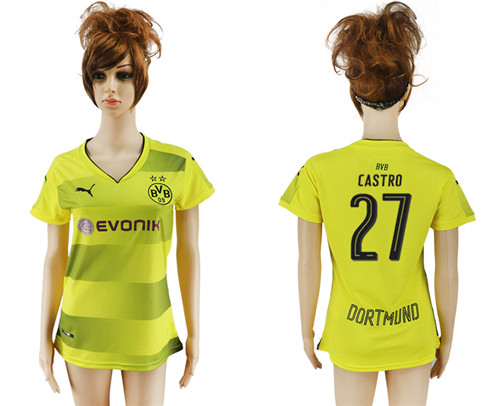 2017 18 Dortmund 27 CASTRO Home Women Soccer Jersey