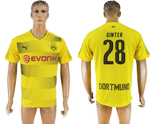 2017 18 Dortmund 28 GINTER Home Thailand Soccer Jersey