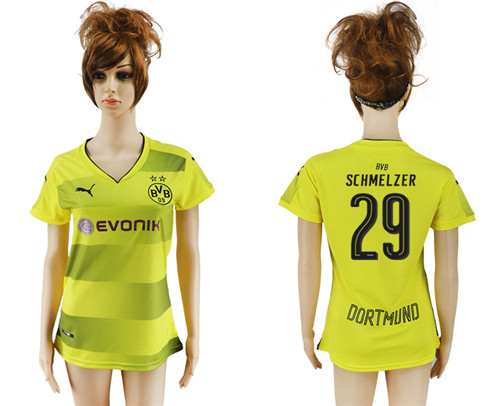 2017 18 Dortmund 29 SCHMELZER Home Women Soccer Jersey