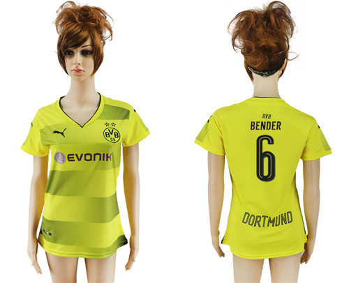 2017 18 Dortmund 6 BENDER Home Women Soccer Jersey