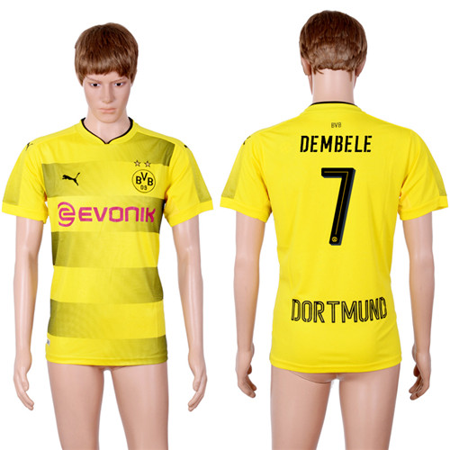 2017 18 Dortmund 7 DEMBELE Home Thailand Soccer Jersey