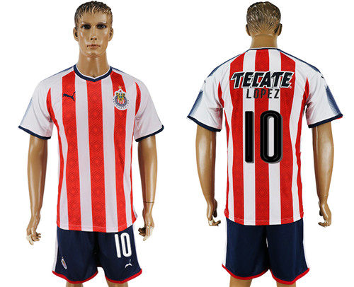 2017 18 Guadalajara 10 LOPEZ Home Soccer Jersey