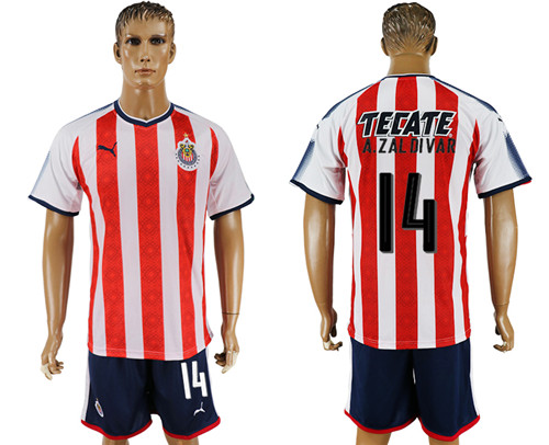 2017 18 Guadalajara 14 A. ZALDIVAR Home Soccer Jersey