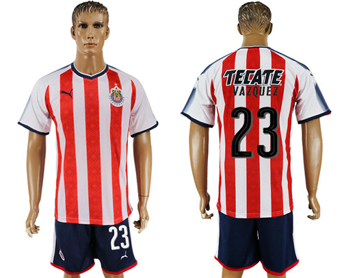 2017 18 Guadalajara 23 VAZQUEZ Home Soccer Jersey