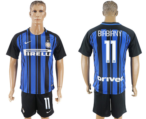 2017 18 Inter Milan 11 BIABIANY Home Soccer Jersey