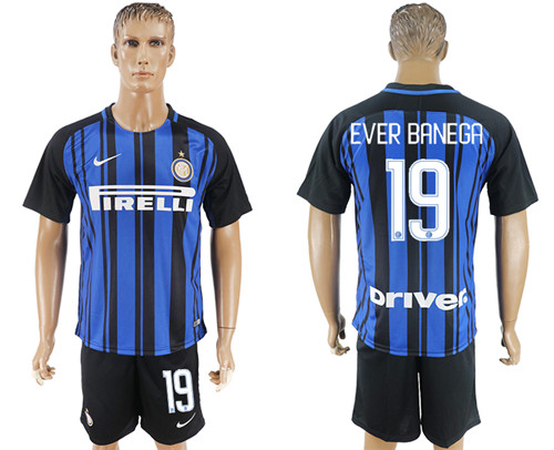 2017 18 Inter Milan 19 EVER BANEGA Home Soccer Jersey