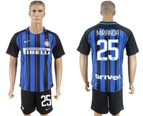 2017 18 Inter Milan 25 MIRANDA Home Soccer Jersey