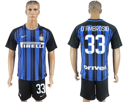 2017 18 Inter Milan 33 D'AMBROSIO Home Soccer Jersey