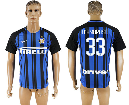 2017 18 Inter Milan 33 D'AMBROSIO Home Thailand Soccer Jersey