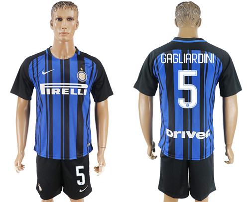 2017 18 Inter Milan 5 GAGLIARDINI Home Soccer Jersey