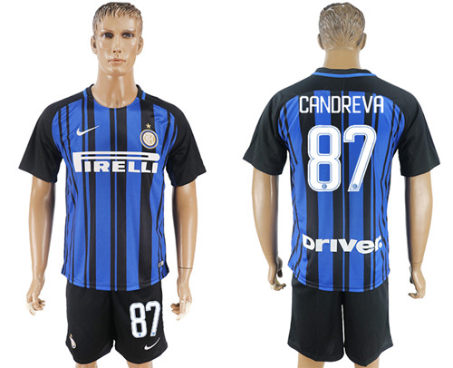 2017 18 Inter Milan 87 CANDREVA Home Soccer Jersey