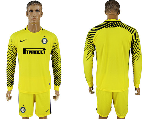 2017 18 Inter Milan Yellow Long Sleeve Goalkeeper Soccer Jersey