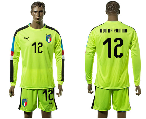 2017 18 Italy 12 Donna RUMMA Fluorescent Green Long Sleeve Goalkeeper Soccer Jersey