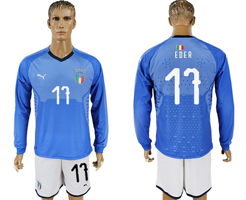 2017 18 Italy 17 EDER Home Long Sleeve Soccer Jersey