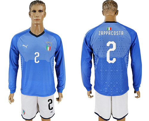2017 18 Italy 2 ZAPPACOSTA Home Long Sleeve Soccer Jersey