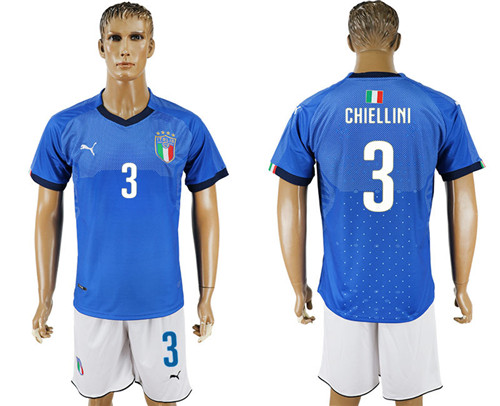 2017 18 Italy 3 CHIELLINI Home Soccer Jersey