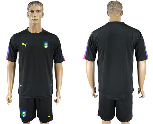 2017 18 Italy Black Goalkeeper Soccer Jersey