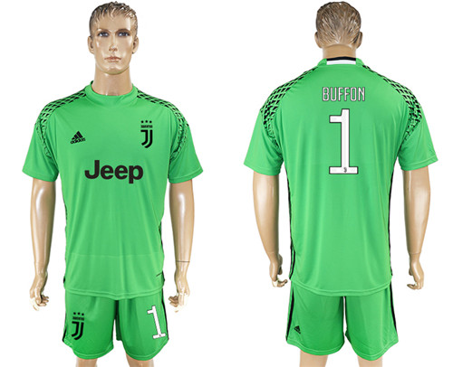 2017 18 Juventus 1 BUFFON Green Goalkeeper Soccer Jersey