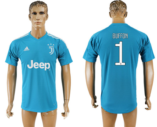 2017 18 Juventus 1 BUFFON Light Blue Goalkeeper Thailand Soccer Jersey