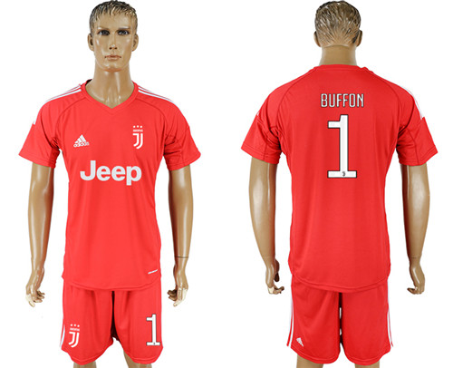 2017 18 Juventus 1 BUFFON Red Goalkeeper Soccer Jersey