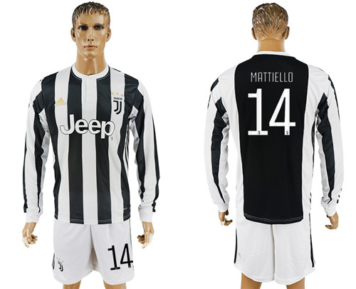 2017 18 Juventus 14 MATTIELLO Home Long Sleeve Soccer Jersey