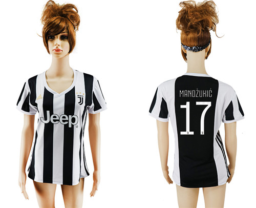 2017 18 Juventus 17 MANDZUKIC Home Women Soccer Jersey