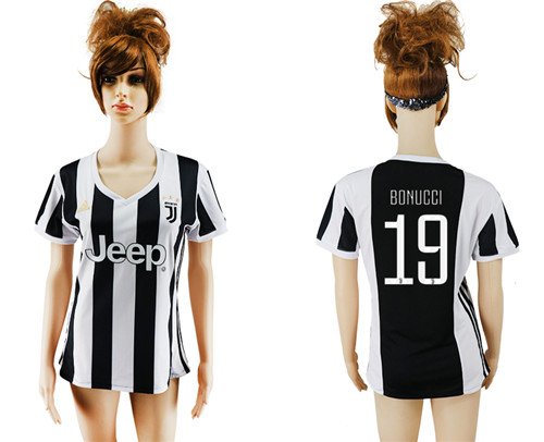 2017 18 Juventus 19 BONUCCI Home Women Soccer Jersey