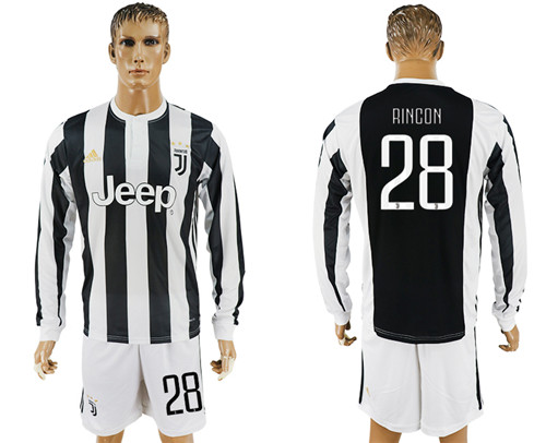 2017 18 Juventus 28 RINCON Home Long Sleeve Soccer Jersey